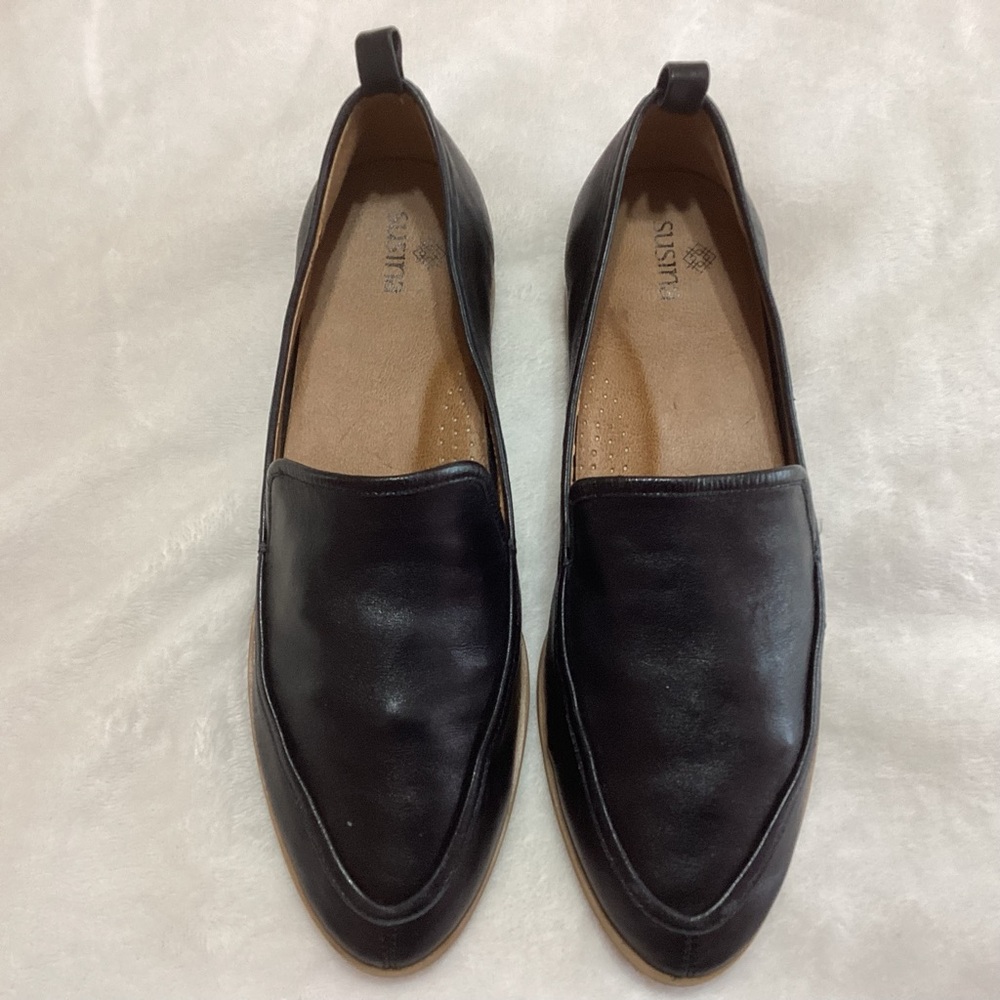 Susina Leather Loafers Black Size 7M Buttery Soft Classic Office Casual Academia